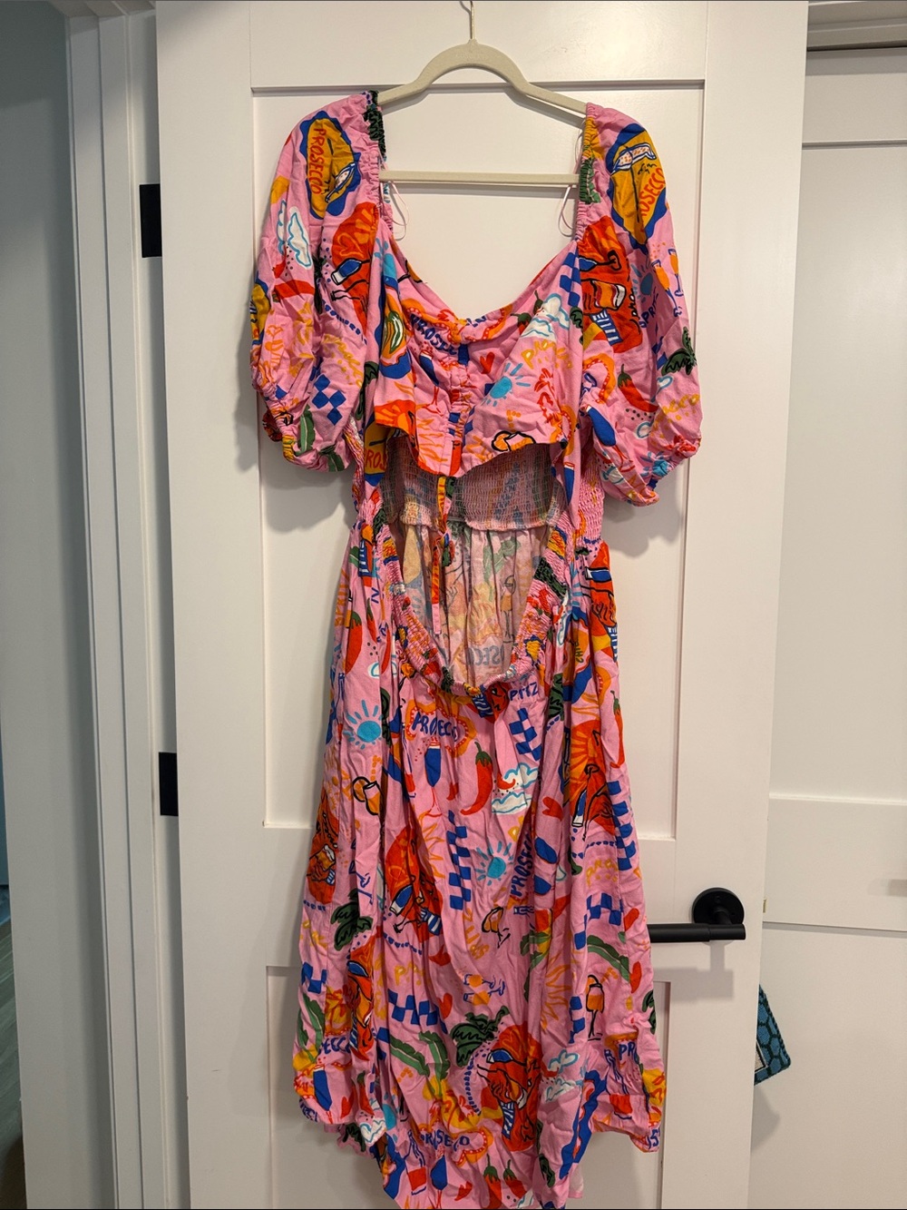 Women's Pink Printed Midi Dress - Floral & Tropical Print - Picture 2 of 5